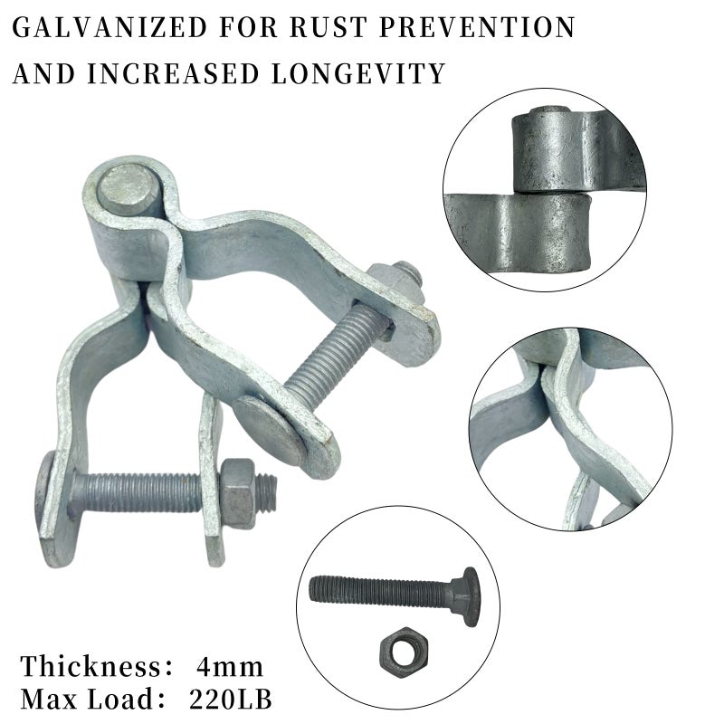 Jiaroutk 1-3/8"" Chain Link Fence Gate Post Hinge  Galvanized Fence 4pcs for 32mm Pipe Panel Frames  Male and Female Hing Carbon Steel Max Load 220lb Fit 1 ?"" - Image 4